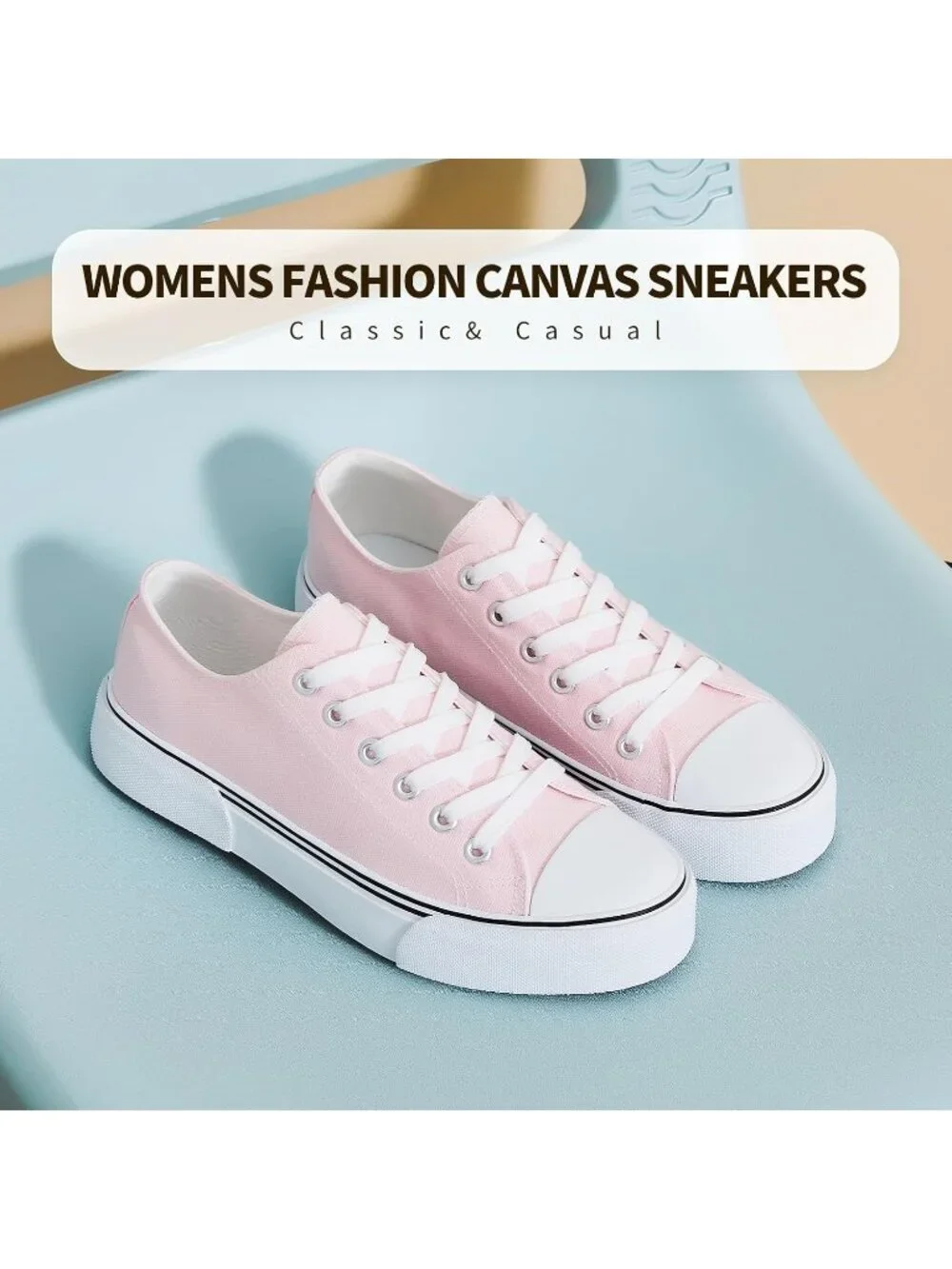 Women's Pink Lightweight Low Top Canvas Slip On Casual Fashion Sneakers